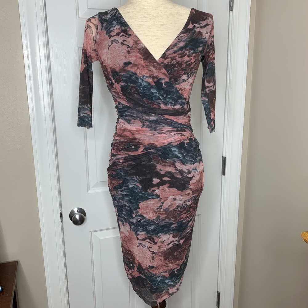 Weston Wear Gray Pink Ruched Bodycon Sheath Dress